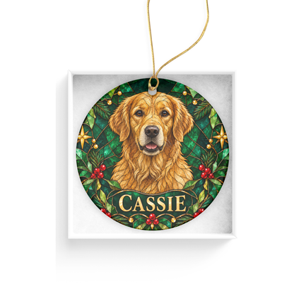 Personalized Stained-Glass Effect Dog Christmas Ornament