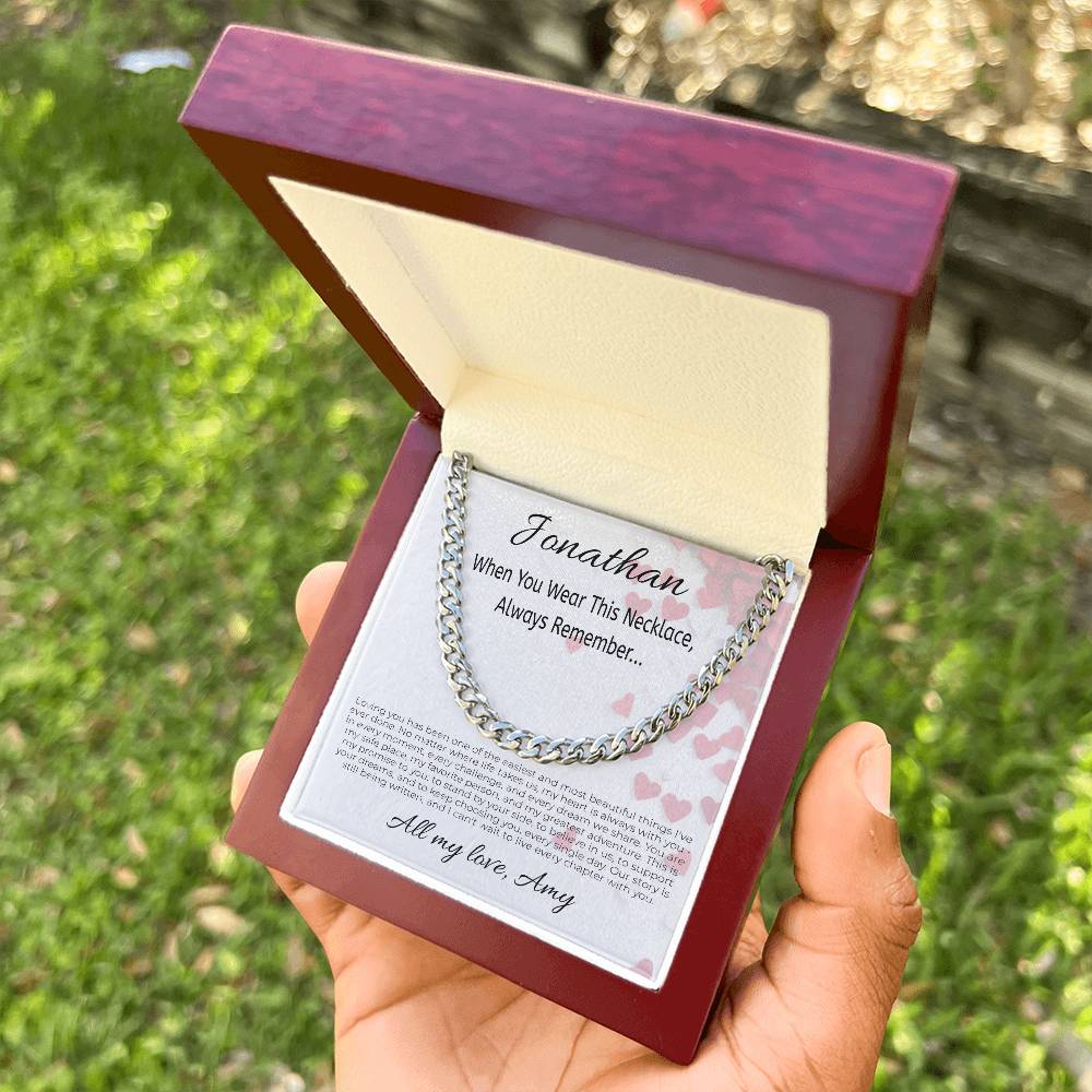 To My Boyfriend Soulmate Cuban Link Chain Necklace – Personalized Valentine’s Gift for Him