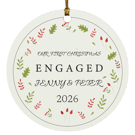 SO 4 - Personalized First Christmas Engaged Ornament 2026