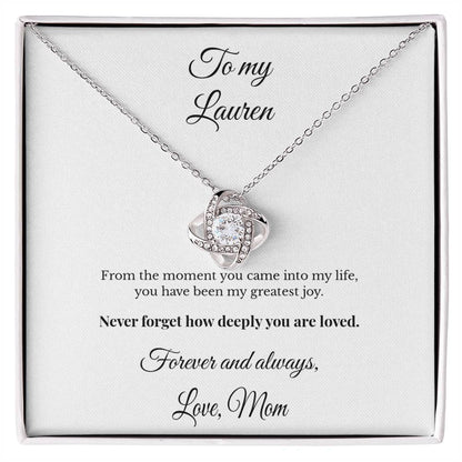 To My Daughter Personalized Love Knot Necklace – Forever and Always Loved
