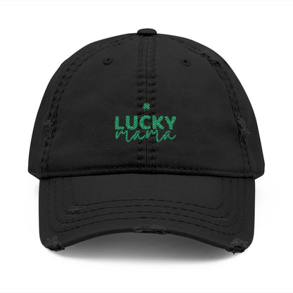 Lucky Mama Hat, St Patrick’s Day Mom Hat, Embroidered Shamrock Cap, Distressed Dad Hat for Women, Irish Mom Gift, March Outfit