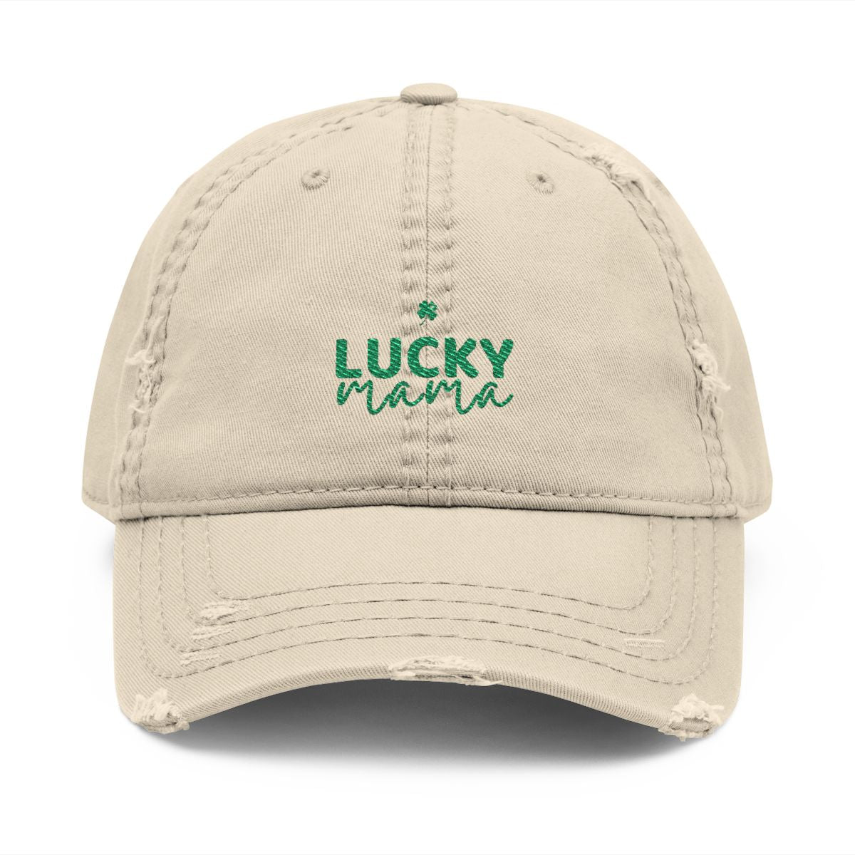 Lucky Mama Hat, St Patrick’s Day Mom Hat, Embroidered Shamrock Cap, Distressed Dad Hat for Women, Irish Mom Gift, March Outfit