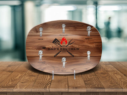 Personalized "Dad's BBQ Crew" Unbreakable Serving Platter – Add Up to 8 Kids' Names