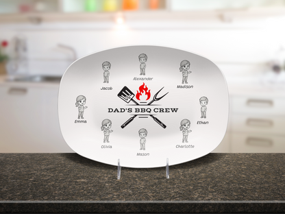 Personalized "Dad's BBQ Crew" Serving Platter – Classic White