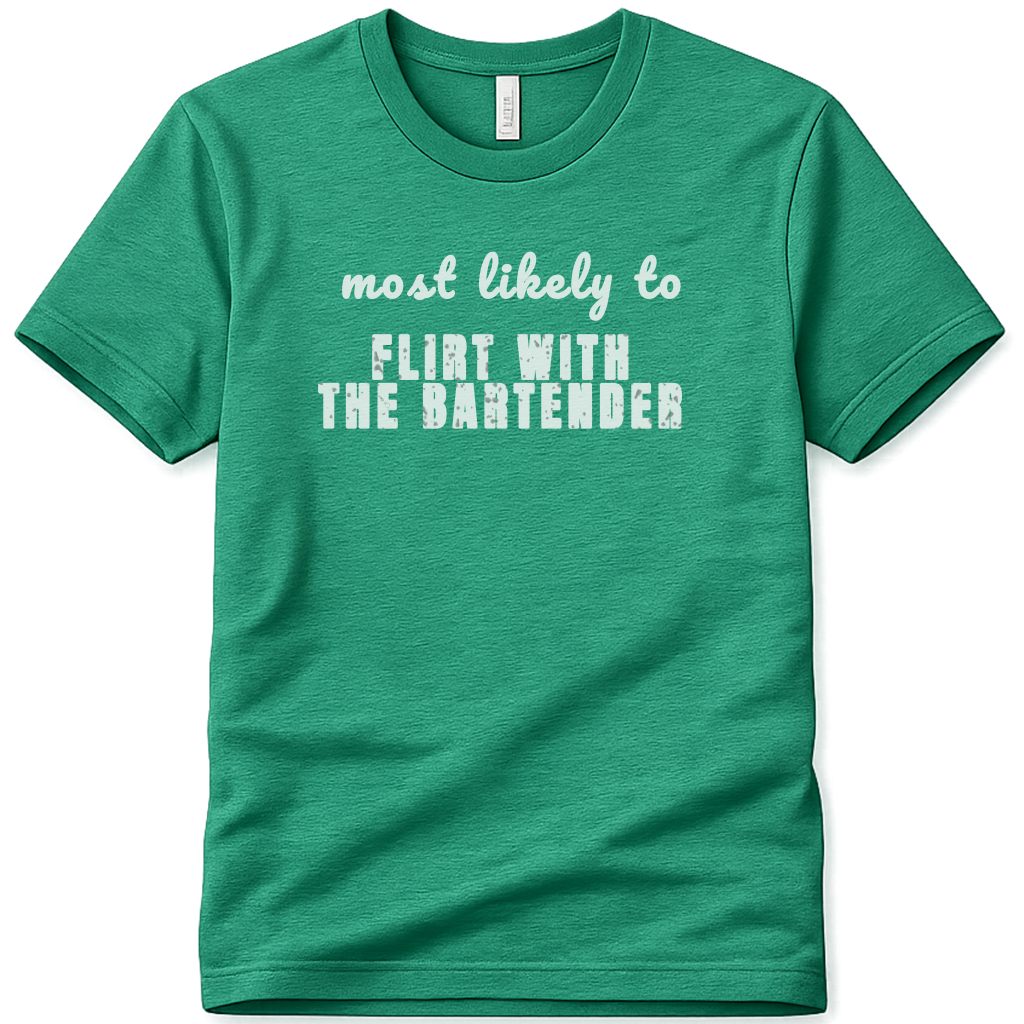 FLIRT WITH THE BARTENDER SPT06 St Patricks Day Bachelorette Shirt, Funny Irish Party Tee, Most Likely to Shirt, Pub Crawl Outfit, Girls Night Out Tee