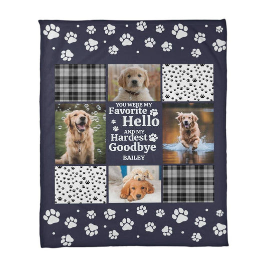 Personalized Pet Memorial Blanket – “You Were My Favorite Hello and My Hardest Goodbye”