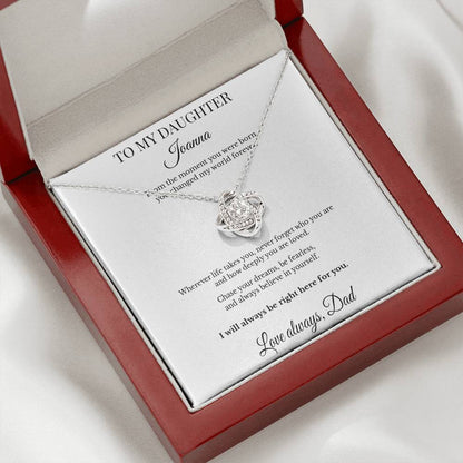 To My Daughter Personalized Love Knot Necklace – You Changed My World Forever | From Dad