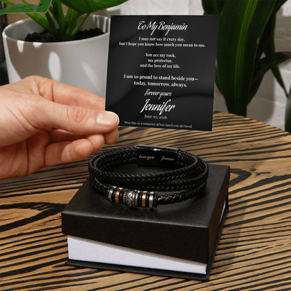 To My Husband “Proud To Stand Beside You” Personalized Men’s Bracelet Gift From Wife