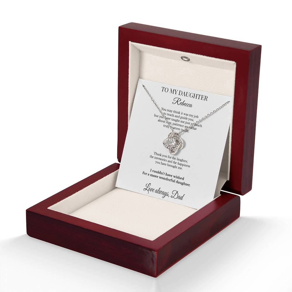 LK26DD05 Personalized To My Daughter Necklace From Dad – Thank You for Being My Daughter Love Knot Gift