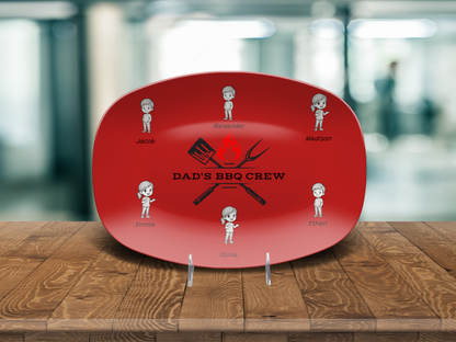 "Dad's BBQ Crew" Personalized Platter – Red Hot & Ready to Serve