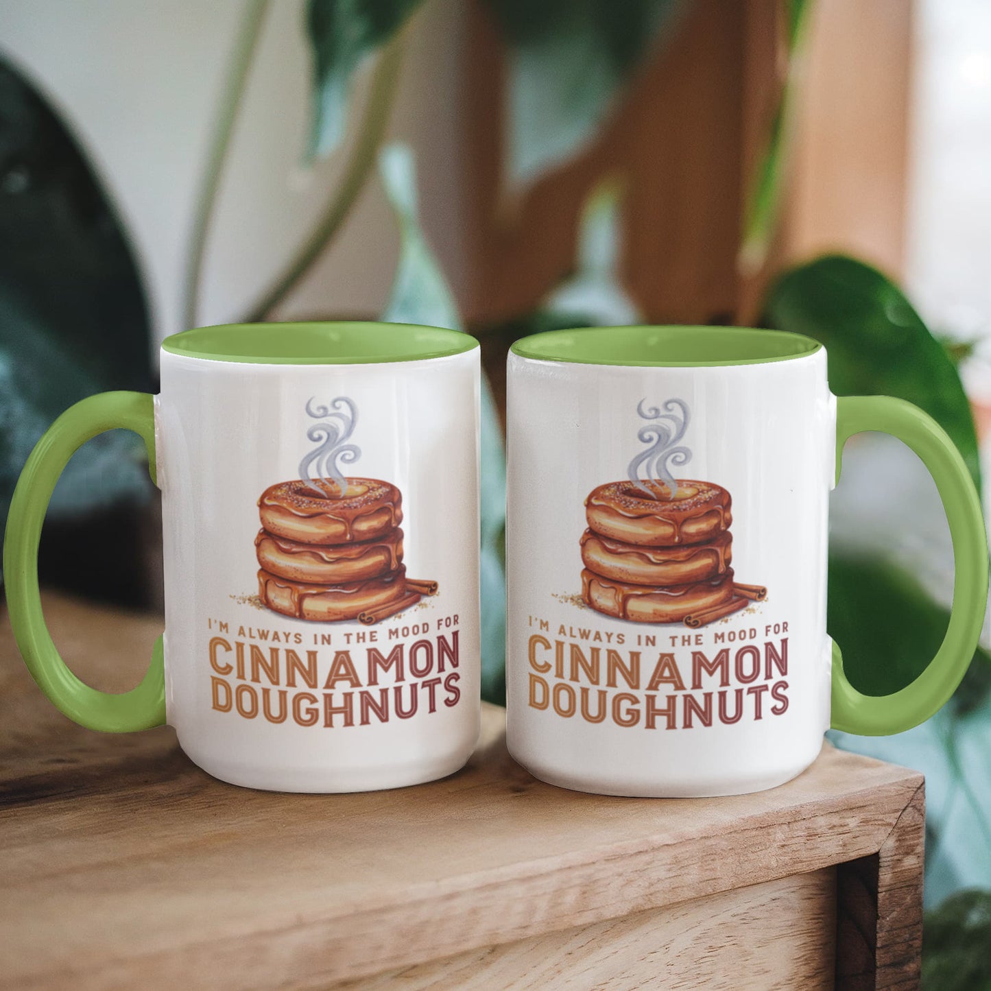 I'm Always in the Mood for Cinnamon Doughnuts Color Accent Ceramic Mug | Autumn Coffee Mug