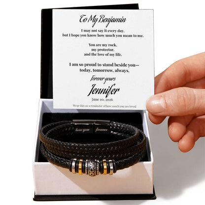 To My Husband “Proud To Stand Beside You” Personalized Men’s Bracelet Gift From Wife
