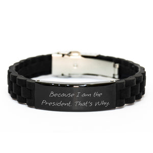 Him President Keepsake Premium Black Glidelock Bracelet Birthday Gift - Image 1