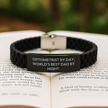 Funny Optometrist Gifts from Dad, World's Best Optometrist By Day, Glide lock Clasp Bracelet for Men, Unique Christmas Memorable Presents for Optometrist Friends - Image 2