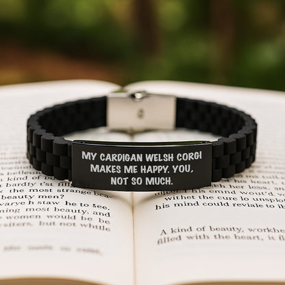 Funny Cardigan Welsh Corgi Dog Gifts - 'My Cardigan Welsh Corgi Makes Me Happy. You, Not So Much.' Glide lock Clasp Birthday Presents from Friends - Image 2