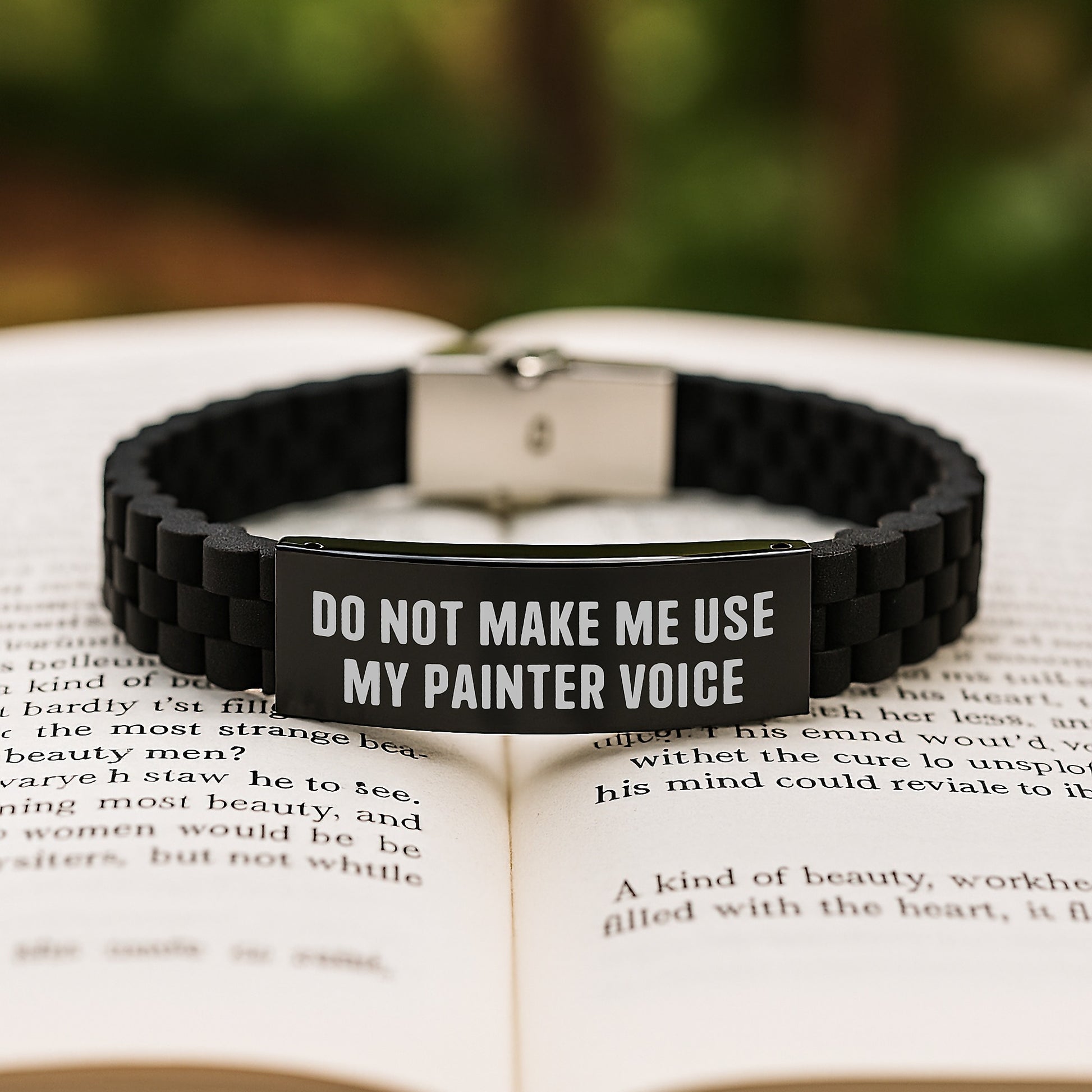Painter Humor Gifts from Friends for Graduation Unique Gifts - Glide lock Clasp Bracelet with 'Do Not Make Me Use My Painter Voice' Quote - Image 2