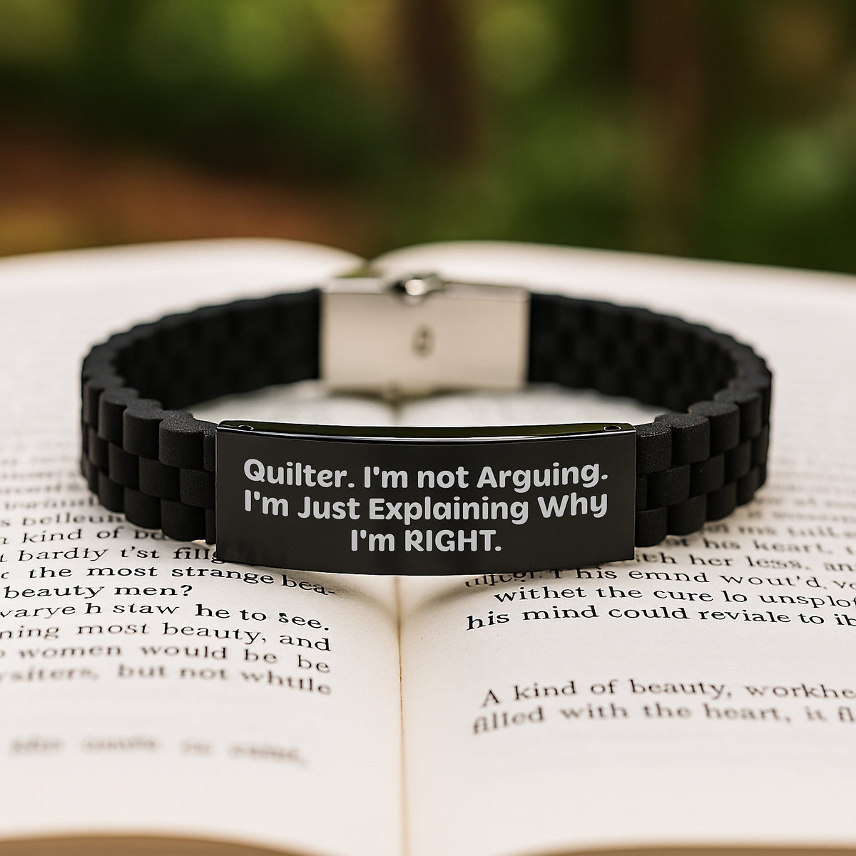 Quilter's Humor Gift, Funny Quote Glide lock Clasp Bracelet for Women, Birthday Unique Gifts from Family, Friends, Coworkers, 'I'm Not Arguing. I'm Just Explaining Why I'm Right.' - Image 2