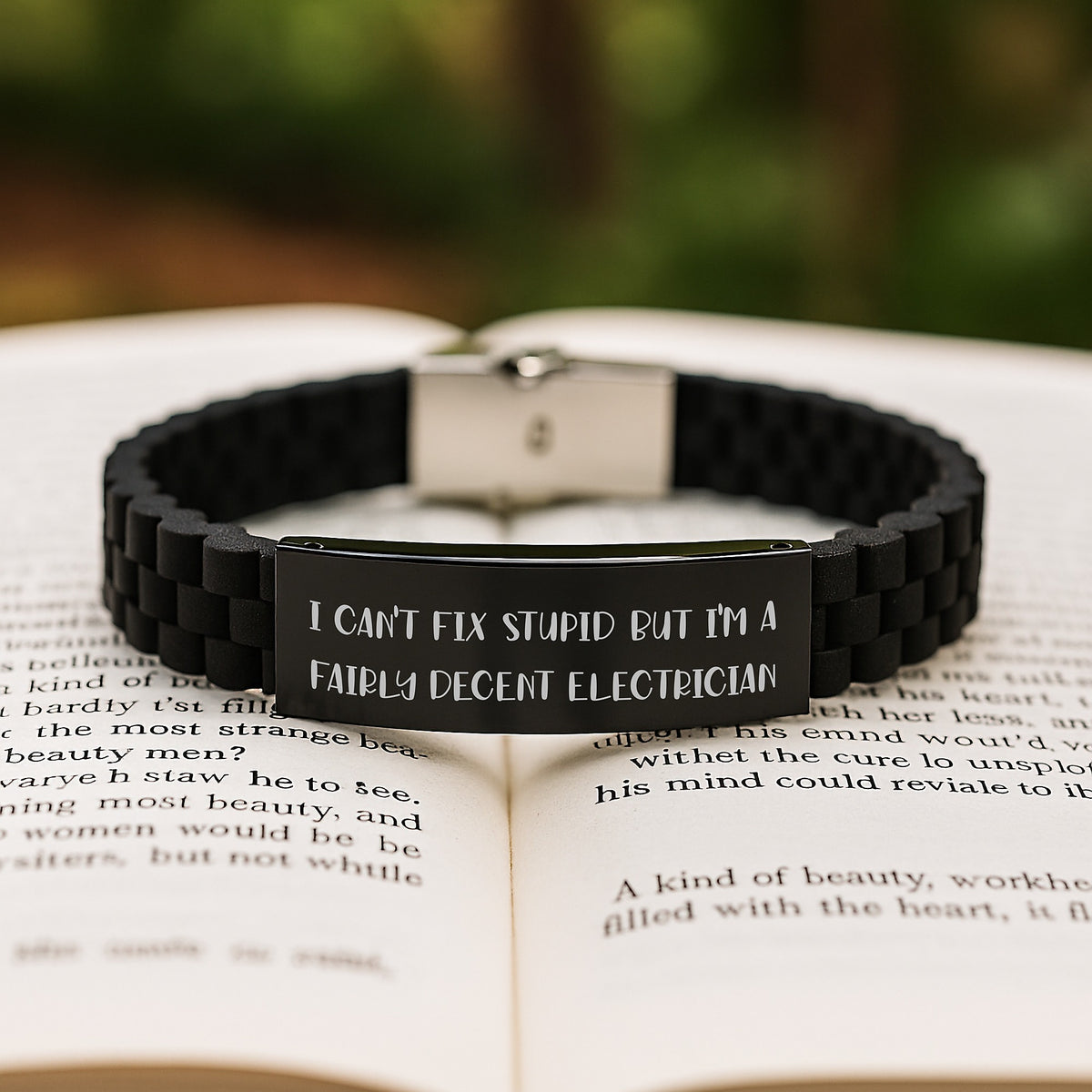 Funny Electrician Gifts for Him - Glide lock Clasp Black Stainless Steel Bracelet, Gifts from Family to Electrician Men - Image 2