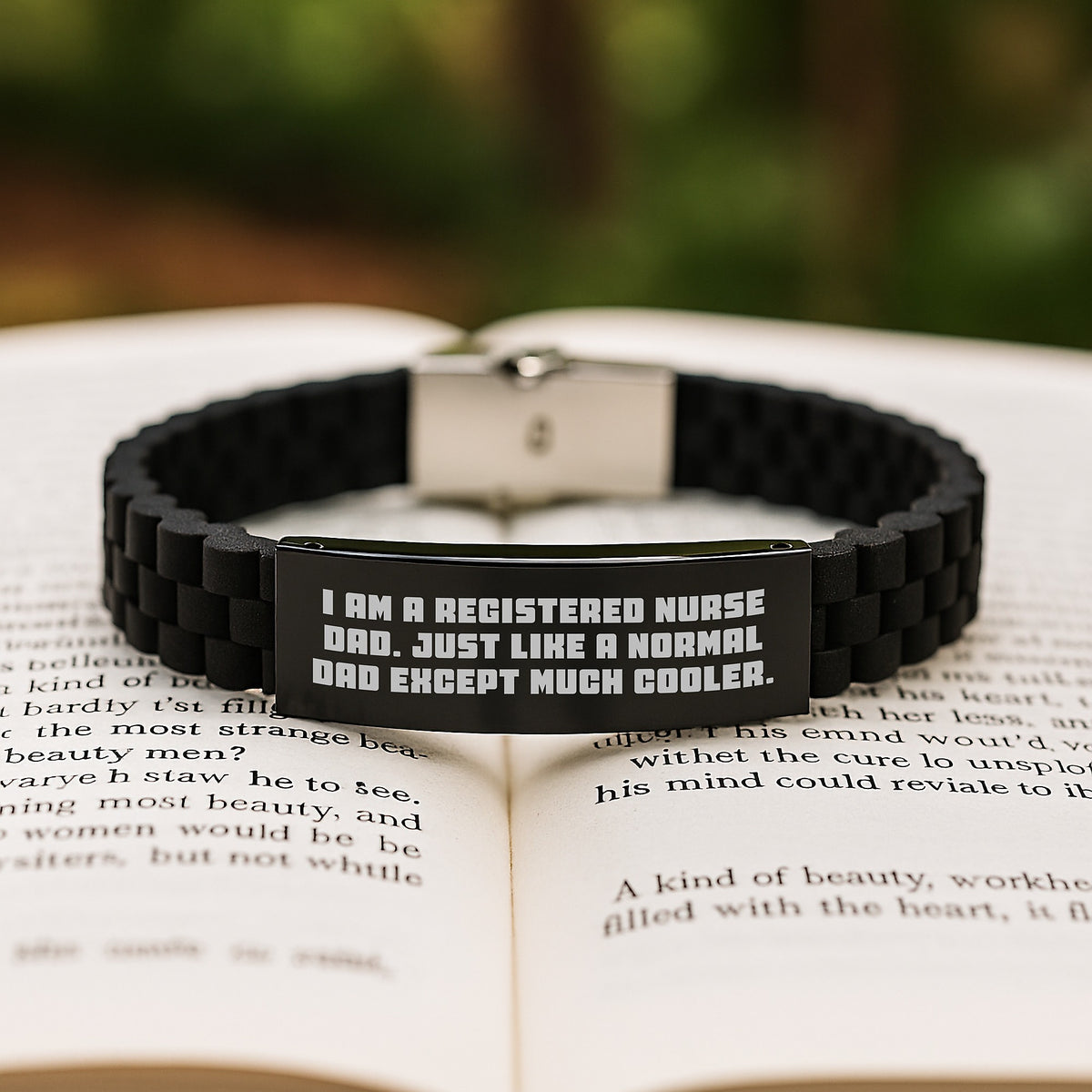 Registered Nurse Keepsake Black Silver Bracelet for Him Birthday Gift - Image 2
