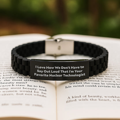 Funny Nuclear Technologist Gifts for Men - Black Glide lock Clasp Bracelet from Friends, Unique Birthday Presents for Him - Image 2