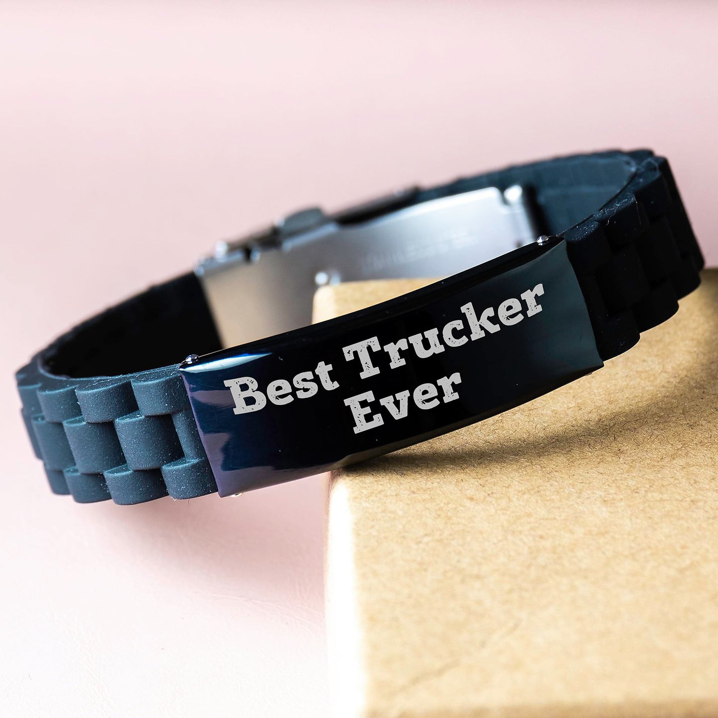 Funny Trucker Gifts for Birthdays from Friends, Best Trucker Ever Glide lock Clasp Bracelet, Adjustable Trucker Jewelry for Men - Image 3