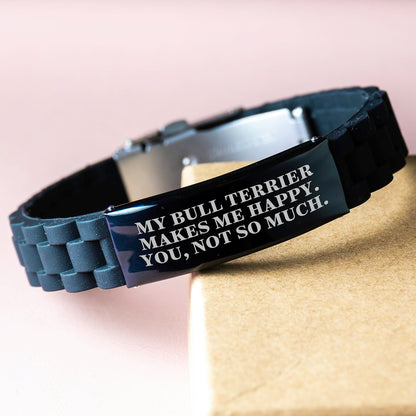 Bull Terrier Dog Lovers Funny Gifts from Friends for Birthday, My Bull Terrier Makes Me Happy. You, Not So Much., Glide lock Clasp Bracelet, Gifts for Bull Terrier Dog - Image 3
