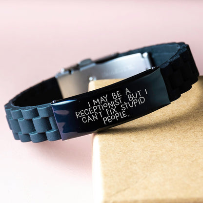 Funny Receptionist Gifts from Coworkers - I May Be A Receptionist, But... Glide lock Clasp Black Adjustable 9.05-inch Graduation Unique Gifts for Women Receptionist - Image 3