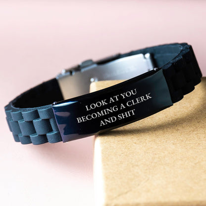 Funny Clerk Gifts from Friends - Glide lock Clasp Birthday Accessories for Men - 'Look At You Becoming A Clerk And Shit' Quote Jewelry for Women - Image 3