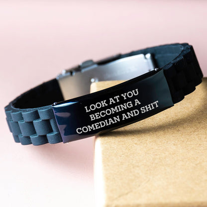 Comedian Gifts from Friends, Funny Look At You Becoming A Comedian And Shit, Glide lock Clasp Birthday Wishes for Him or Her - Image 3