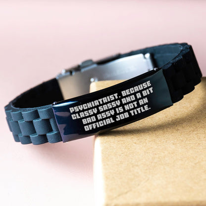 Psychiatrist Gifts, Funny Quote Glide lock Clasp Bracelet for Men, Christmas Unique Gifts from Friends to Psychiatrist - Image 3