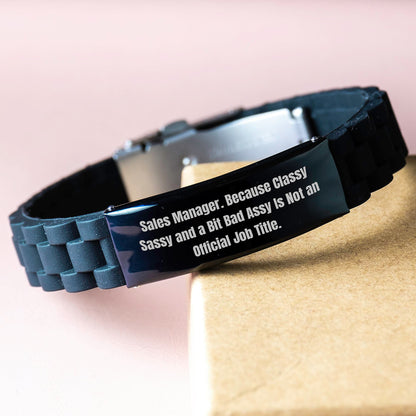 Funny Sales Manager Gifts from Friends for Christmas Unique Glide lock Clasp Bracelet with Classy Sassy and a Bit Fearlessy Quote - Image 3