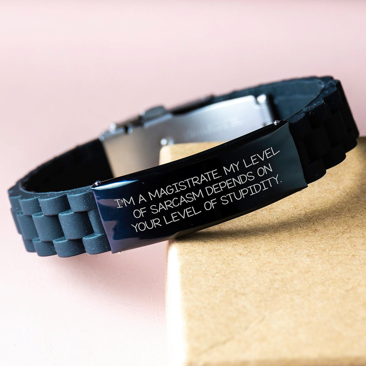 Funny Magistrate Gifts for Men, Birthday Unique Gifts from Friends, Glide lock Clasp Bracelet with Sarcasm Quote - Image 3