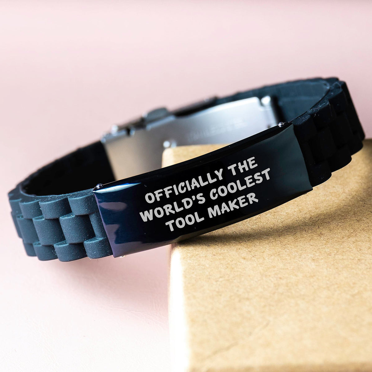 Tool Maker Gifts for Men - 'Officially The World's Coolest Tool Maker' Funny Glide lock Clasp Bracelet, Graduation Unique Gifts from Friends to Family - Image 3