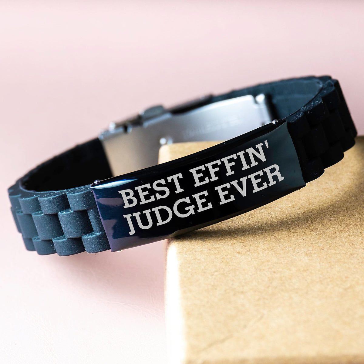 Funny Judge Gifts, Birthday Unique Gifts for Judge, Best Effin' Judge Ever Quote Glide lock Clasp Bracelet for Men, Women, Friends, Coworkers, Family - Image 3