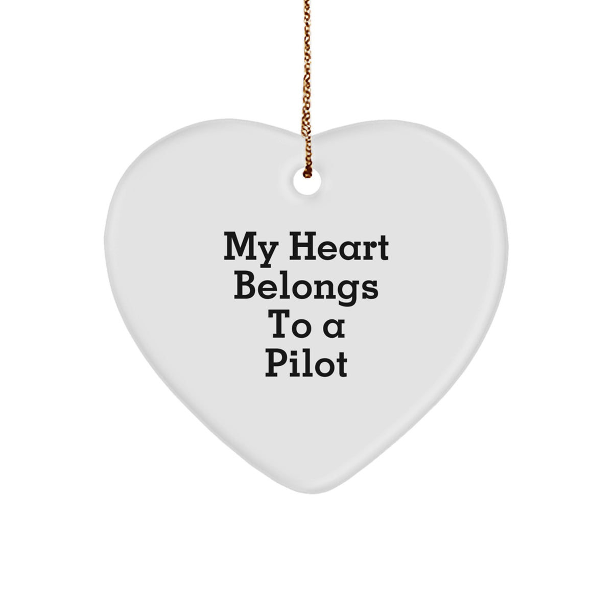 Funny Pilot Gifts with My Heart Belongs To A Pilot Heart Ornament, Christmas Unique Gifts from Friends or Family to Pilot - Image 1
