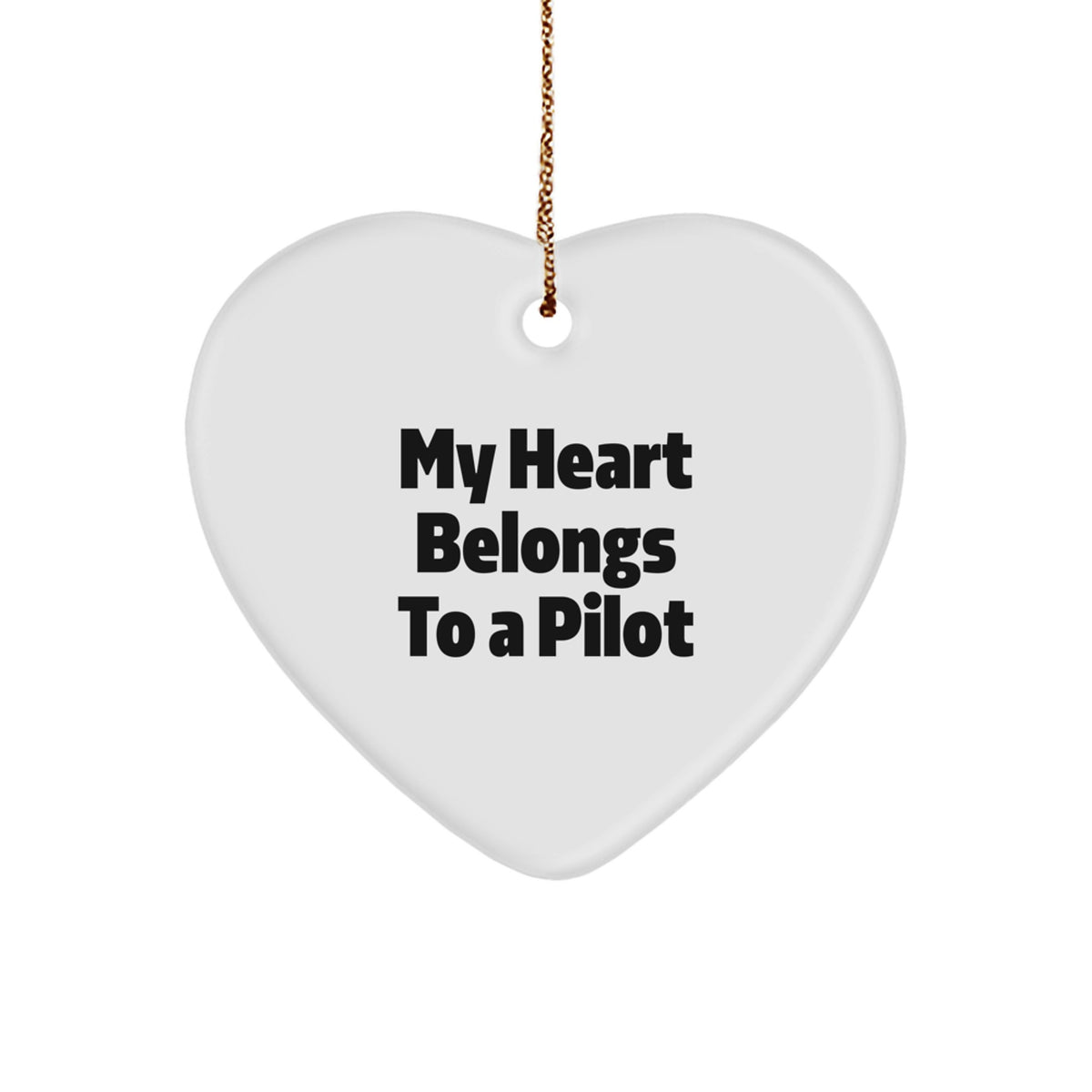Funny Pilot Gifts for Him, My Heart Belongs To A Pilot Heart Ornament, Christmas Unique Presents - Image 1