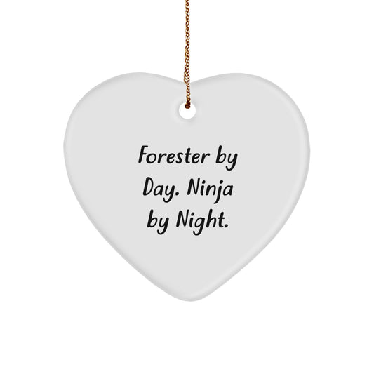 Forester Christmas Unique Gifts from Men to Forester - Heart Ornament, Funny Quote, Forester By Day. Ninja By Night. - Image 1