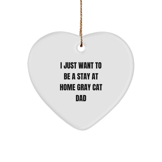 Funny Gray Cat Dad Heart Ornament Gift from Family for Men - Unique Christmas Unique Gifts for Gray Cat Enthusiasts - Image 1