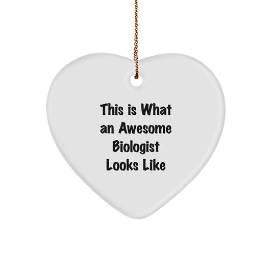 Funny Biologist Quote Heart Ornament Gifts from Family for Christmas, This Is What An Awesome Biologist Looks Like, Unique Biologist Gift - Image 1