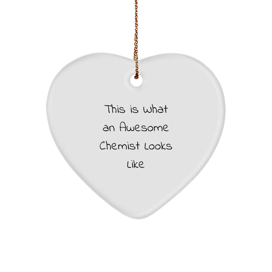 Funny Chemist Gifts from Friends for the Awesome Chemist, Heart Ornament for Christmas - Image 1