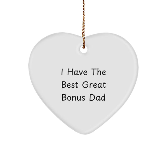 Funny Bonus Dad Heart Ornament Gifts from Men, Gifts for Bonus Dad this Christmas Unique Gift - Image 1