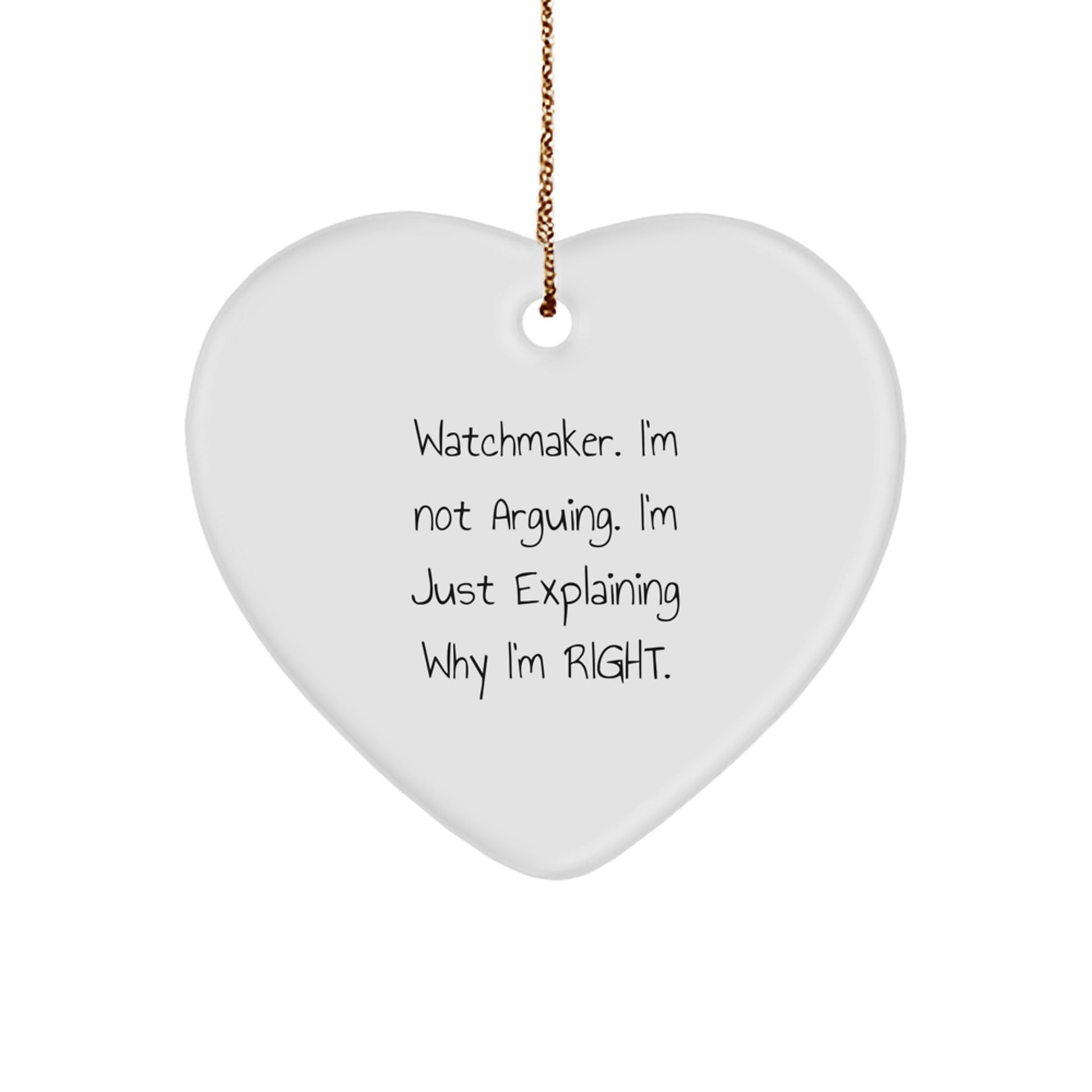 Funny Watchmaker Gifts, Heart Ornament for Watchmaker Friends, Christmas Unique Gifts from Men to Watchmaker - Image 1