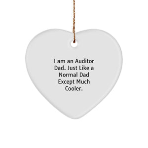 Auditor Dad Heart Ornament Gifts from Men Friends Family for Christmas Unique Presents, Funny Heart Shaped MDF Decorations, Gifts for Auditor Men Women - Image 1