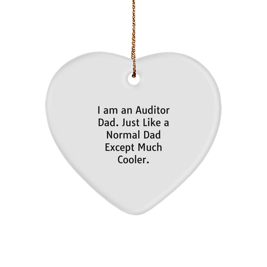 Auditor Dad Heart Ornament Gifts from Men Friends Family for Christmas Unique Presents, Funny Heart Shaped MDF Decorations, Gifts for Auditor Men Women - Image 1