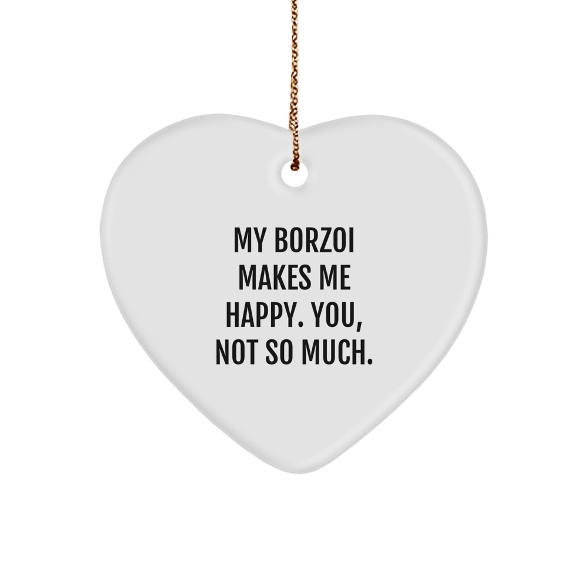 Borzoi Dog Lovers Heart Ornament Funny Gifts from Men to Family and Friends for Christmas - Image 1