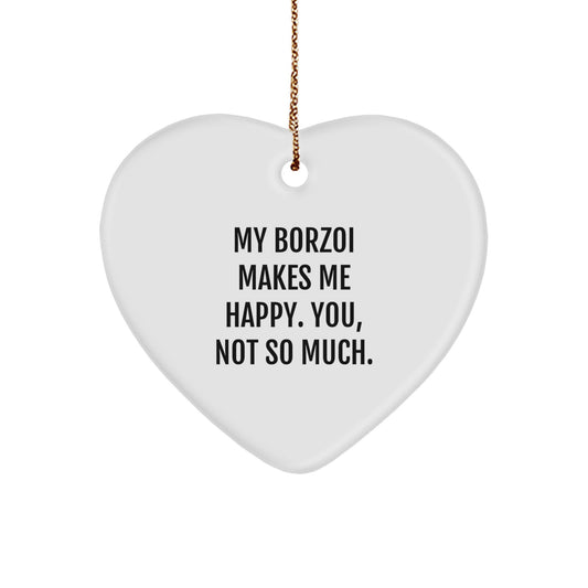 Borzoi Dog Lovers Heart Ornament Funny Gifts from Men to Family and Friends for Christmas - Image 1