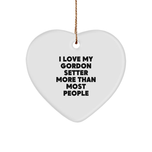 Gordon Setter Dog Lovers Gifts from Friends and Family - Heart Ornament with 'I Love My Gordon Setter More Than Most People' Quote - Christmas Unique Presents - Image 1