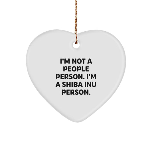 Funny Shiba Inu Dog Lover Gifts for Friends - 'I'm Not A People Person. I'm A Shiba Inu Person.' Heart Ornament for Christmas - Image 1