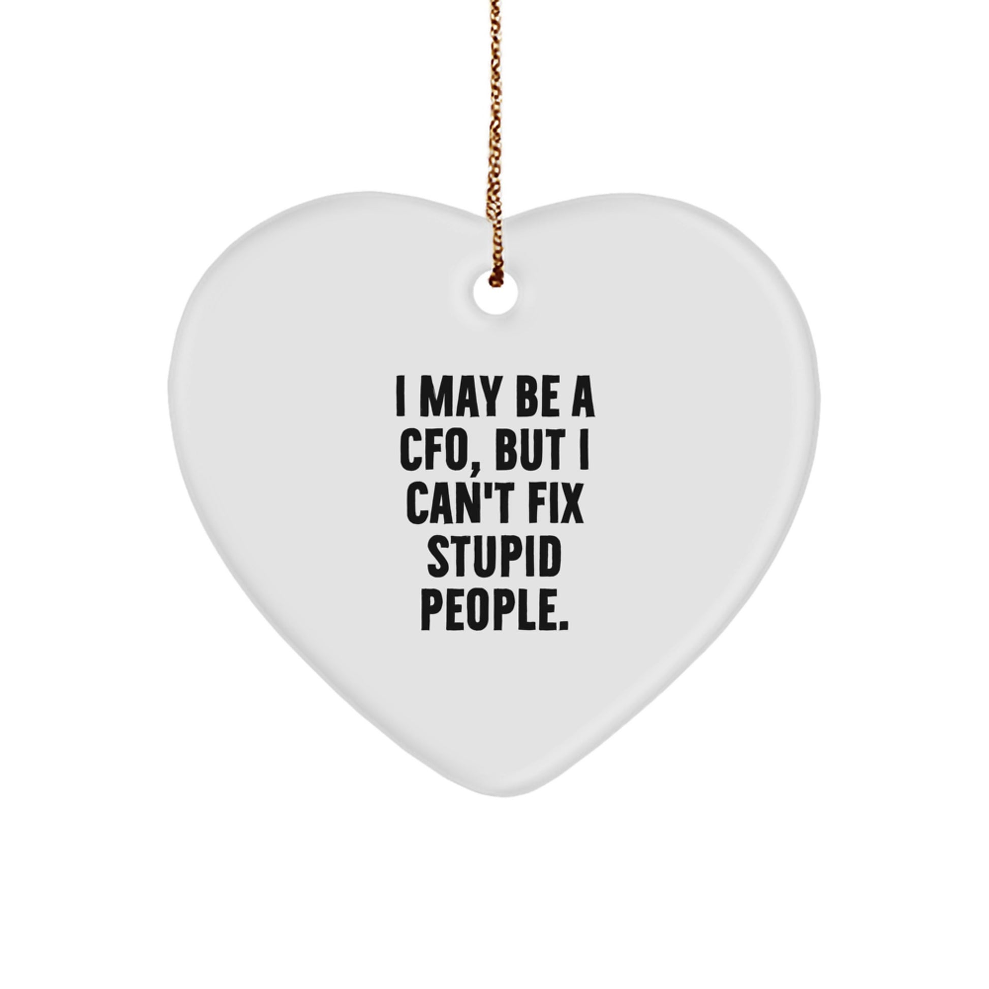 Funny CFO Gifts from Women to Friends - I May Be A Cfo, But I Can't Fix Stupid People. - Heart Ornament for Christmas - Image 1
