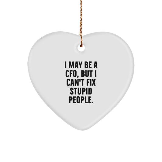 Funny CFO Gifts from Women to Friends - I May Be A Cfo, But I Can't Fix Stupid People. - Heart Ornament for Christmas - Image 1